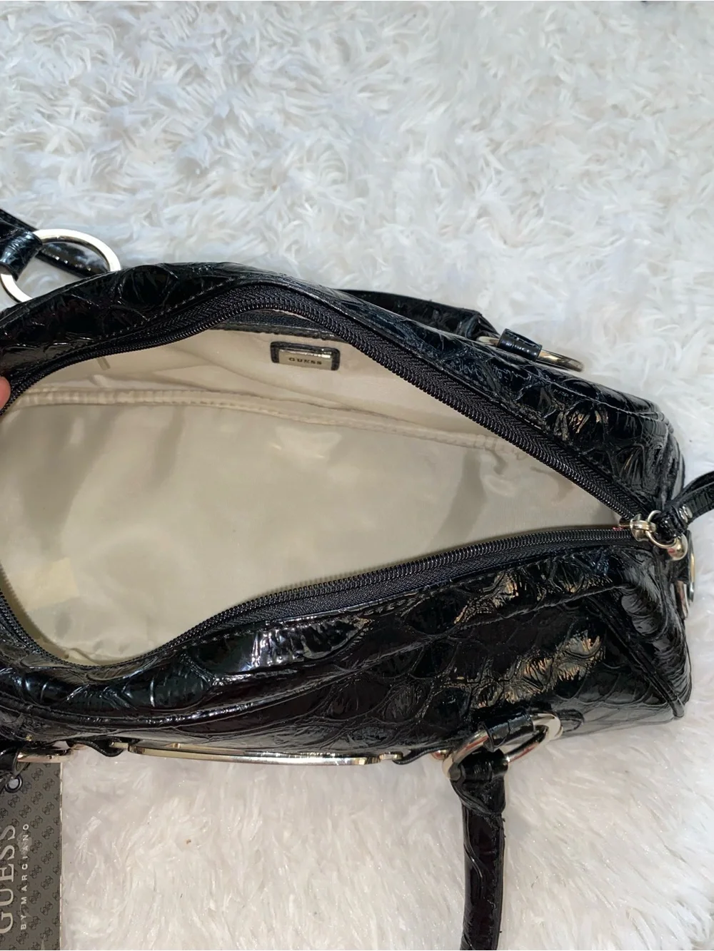 Guess vintage y2k patent leather croc embossed shoulder bag McBling NWT